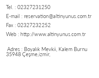 Altn Yunus Apart Hotel iletiim bilgileri